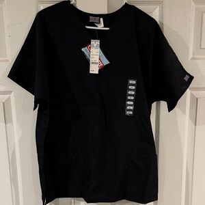 Black V-Neck Scrub Top size L